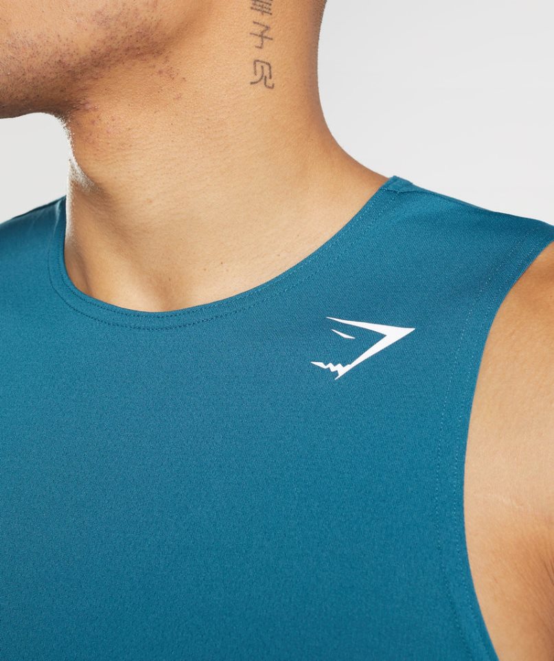 Men's Gymshark Arrival Tanks Blue | CA D8651A